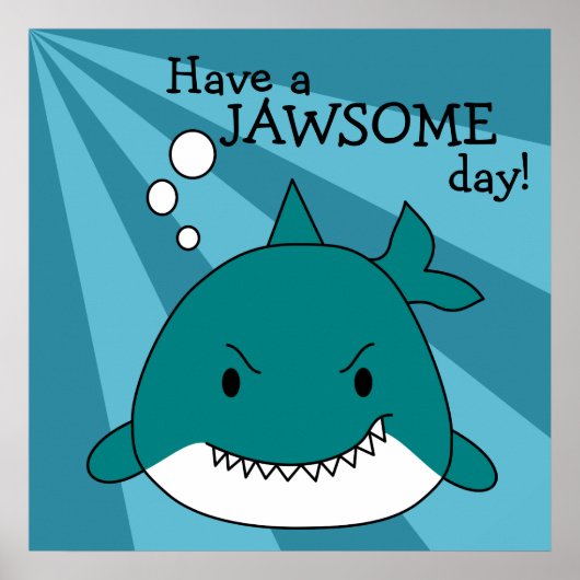 Cartoon Haai Jawsome Dag Poster (Voorkant)