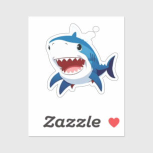 Cartoon Haai Onderwater Oceaan Zwemmen Voor Kinder Sticker