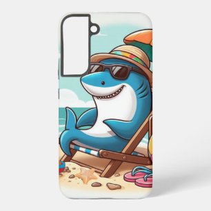 Cartoon haai op het strand samsung galaxy hoesje