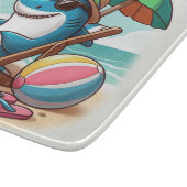 Cartoon haai op het strand snijplank (Hoek)