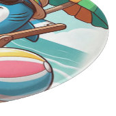 Cartoon haai op het strand snijplank (Hoek)