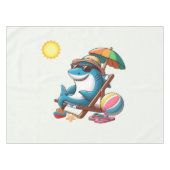 Cartoon haai op het strand tafelkleed (Voorkant (Horizontaal))
