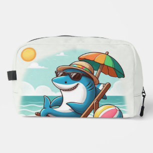 Cartoon haai op het strand toilettasje