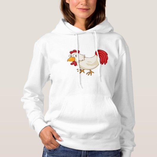 Cartoon Haan Witte Kip Hoodie (Voorkant)