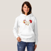Cartoon Haan Witte Kip Hoodie (Voorkant volledig)