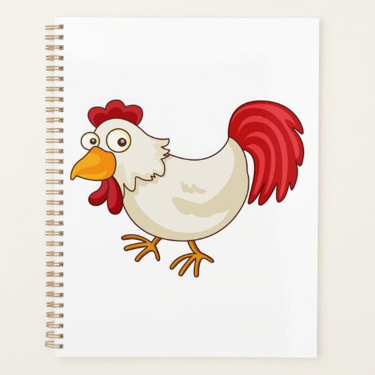 Cartoon Haan Witte Kip Planner (Voorkant)