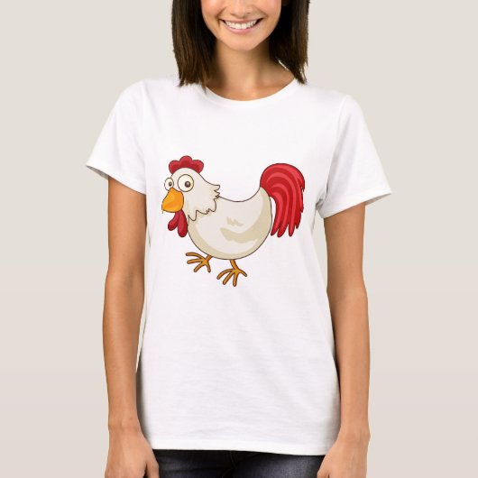 Cartoon Haan Witte Kip T-shirt (Voorkant)