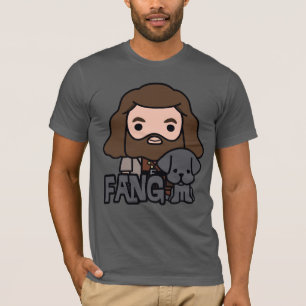 Cartoon Hagrid en Fang Karakter Kunst T-shirt