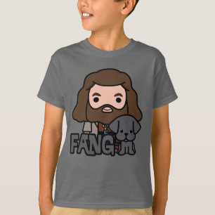 Cartoon Hagrid en Fang Karakter Kunst T-shirt