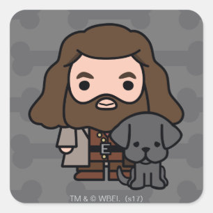 Cartoon Hagrid en Fang Karakter Kunst Vierkante Sticker