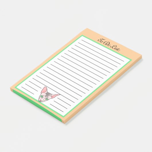 Cartoon Hairless Cat Face to Do Lijst Post-it® Notes (Schuin)