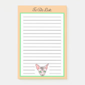 Cartoon Hairless Cat Face to Do Lijst Post-it® Notes (Voorkant)