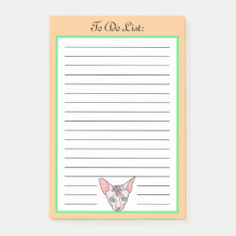 Cartoon Hairless Cat Face to Do Lijst Post-it® Notes