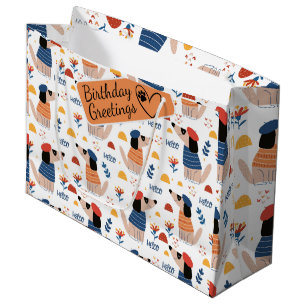 Cartoon Hallo hond naadloos grote cadeautas