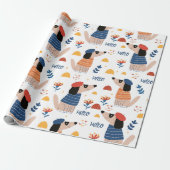 Cartoon Hallo hond naadloos verpakt papier (Uitgerold)