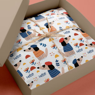 Cartoon Hallo hond naadloos verpakt papier