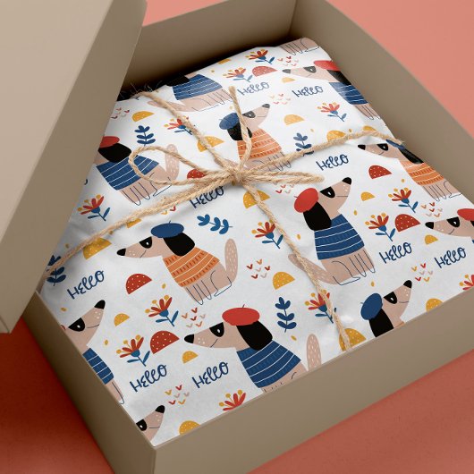 Cartoon Hallo hond naadloos verpakt papier