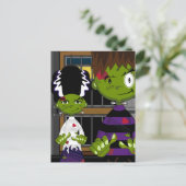 Cartoon Halloween Frankensteins Monster Briefkaart (Staand voorkant)