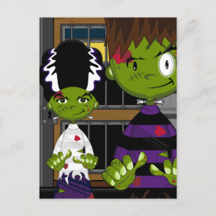 Cartoon Halloween Frankensteins Monster Briefkaart