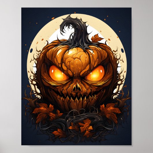 Cartoon Halloween Koele Pompoen Met Een Spooky Eye Poster (Voorkant)