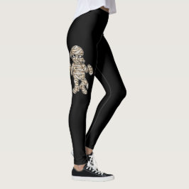 Cartoon Halloween Mummy Illustratie op zwart Leggings