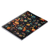 Cartoon Halloween Pattern Cool Monsters en Geesten Notitieboek (Linkerzijde)