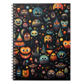 Cartoon Halloween Pattern Cool Monsters en Geesten Notitieboek (Voorkant)