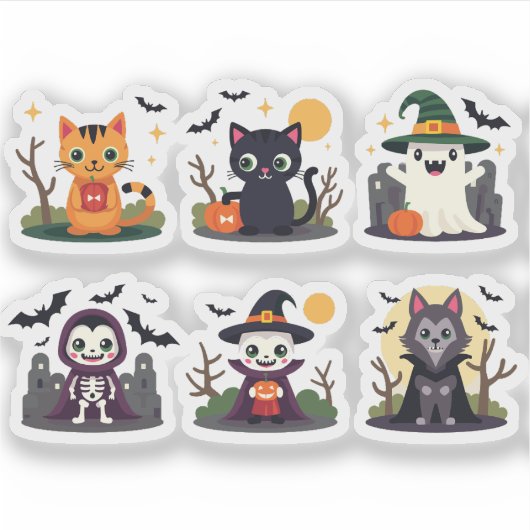 Cartoon Halloween Sticker Set (Voorkant)