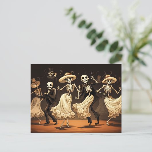 Cartoon Halloween Swing Dance Briefkaart (Staand voorkant)