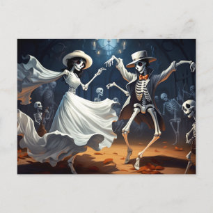 Cartoon Halloween Swing Dance Briefkaart