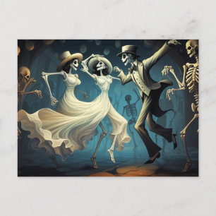 Cartoon Halloween Swing Dance Briefkaart