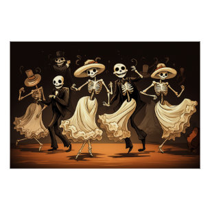 Cartoon Halloween Swing Dance Perfect Poster