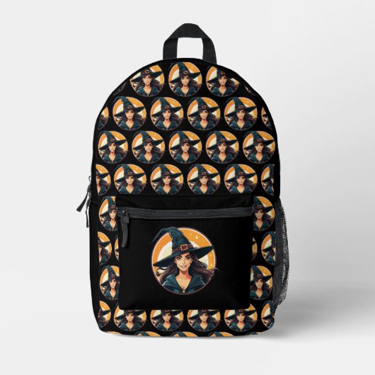 Cartoon halloween witch portrait bedrukte rugzak (Voorkant)