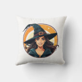 Cartoon halloween witch portrait kussen (Achterkant)