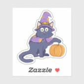 Cartoon Halloween Wizard Cat Sticker (Vel)