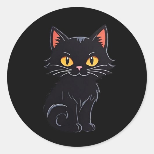 Cartoon Halloween Zwarte Kat Stickers (Voorkant)