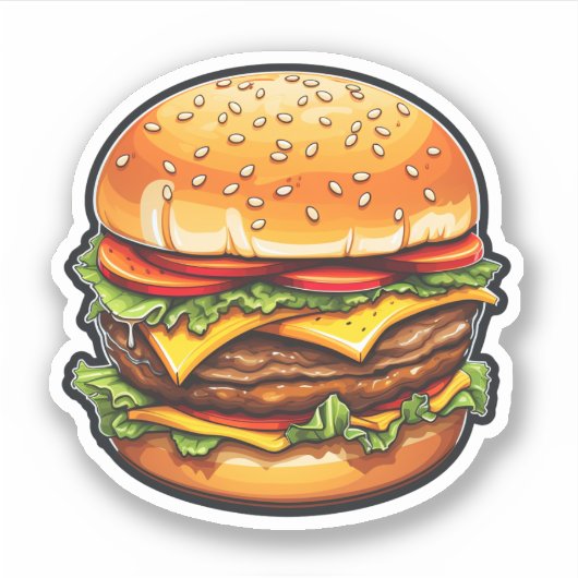 Cartoon hamburger illustratie sticker (Voorkant)