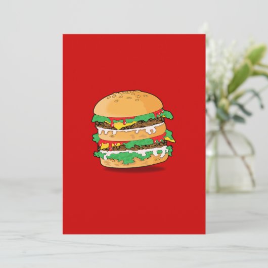 Cartoon Hamburger Invitation Kaart (Staand voorkant)