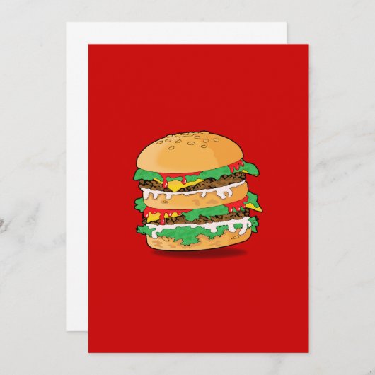 Cartoon Hamburger Invitation Kaart (Voorkant / Achterkant)