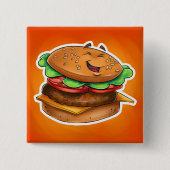 cartoon hamburger Square Button (Voorkant)