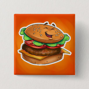 cartoon hamburger Square Button