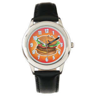 Cartoon hamburger watch horloge