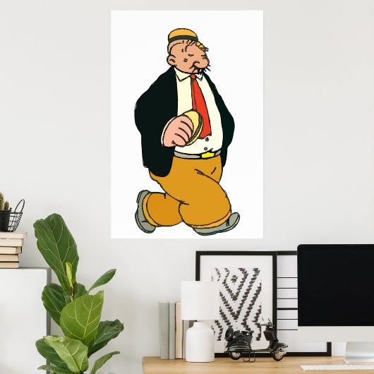  Cartoon, hamburgerMan Poster (Thuiskantoor)