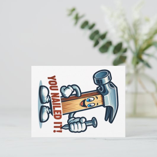 Cartoon hamer "Je hebt het voor elkaar!" Ansichtka Briefkaart (Staand voorkant)