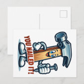 Cartoon hamer "Je hebt het voor elkaar!" Ansichtka Briefkaart (Voorkant / Achterkant)