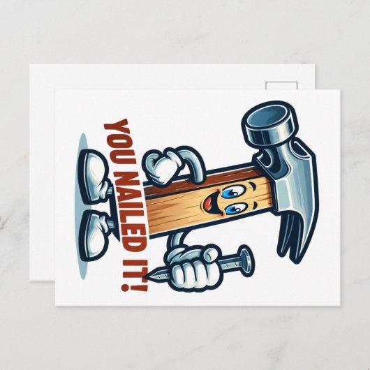 Cartoon hamer "Je hebt het voor elkaar!" Ansichtka Briefkaart (Voorkant / Achterkant)