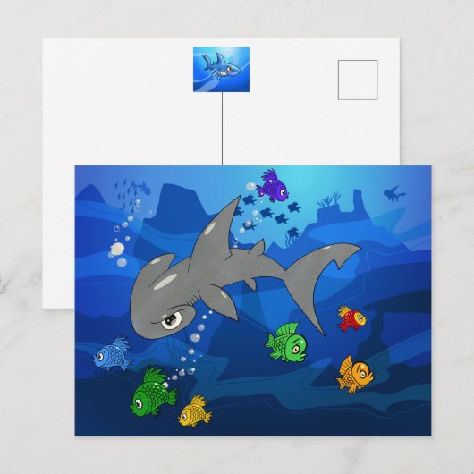Cartoon Hammerhead Shark Briefkaart (Voorkant / Achterkant)