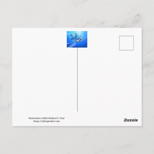 Cartoon Hammerhead Shark Briefkaart (Achterkant)