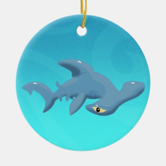 Cartoon Hammerhead Shark Ceramic Ornament (Voorkant)