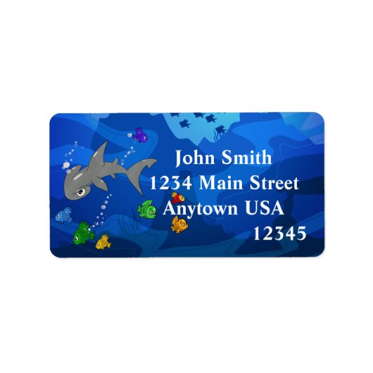 Cartoon Hammerhead Shark Etiket (Voorkant)